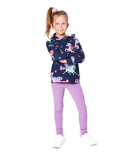 Load image into Gallery viewer, deux par deux Girls Pullover Fleece Hoodie - Navy Unicorn Print
