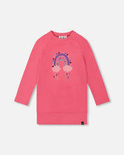 Load image into Gallery viewer, deux par deux Girls Rainbow Tunic Tee With Embroidery - Candy Pink
