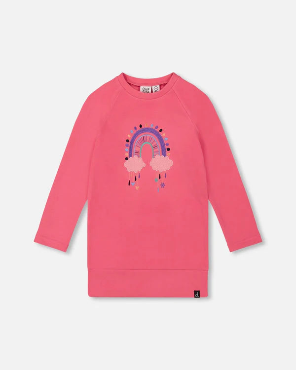 deux par deux Girls Rainbow Tunic Tee With Embroidery - Candy Pink