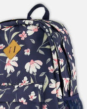 Load image into Gallery viewer, deux par deux Kids Backpack - Navy Flower Print
