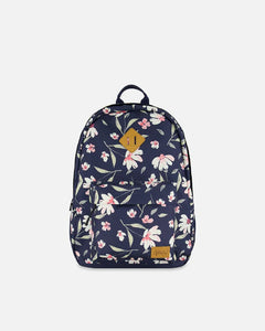 deux par deux Kids Backpack - Navy Flower Print