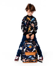 Load image into Gallery viewer, deux par deux Kids Backpack - Black Dinosaur Print
