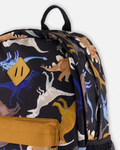 Load image into Gallery viewer, deux par deux Kids Backpack - Black Dinosaur Print
