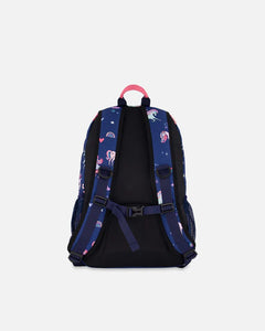 deux par deux Kids Backpack - Navy Unicorn Print