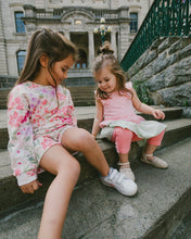 Load image into Gallery viewer, deux par deux Girls French Terry Shorts - Pink Printed Flowers
