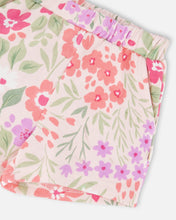 Load image into Gallery viewer, deux par deux Girls French Terry Shorts - Pink Printed Flowers
