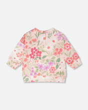 Load image into Gallery viewer, deux par deux Girls French Terry Sweatshirt - Pink Printed Flowers
