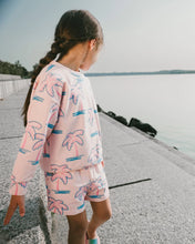 Load image into Gallery viewer, deux par deux Girls French Terry Shorts Light - Pink Palm Print
