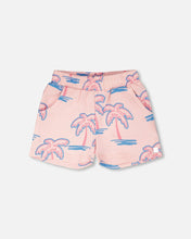 Load image into Gallery viewer, deux par deux Girls French Terry Shorts Light - Pink Palm Print
