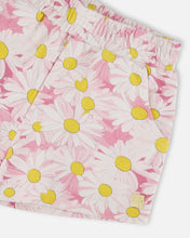 Load image into Gallery viewer, deux par deux Girls French Terry Shorts - Pink Printed Daisies
