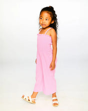 Load image into Gallery viewer, deux par deux Girls Crinkle Jersey Jumpsuit With Smocking - Pink
