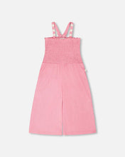 Load image into Gallery viewer, deux par deux Girls Crinkle Jersey Jumpsuit With Smocking - Pink
