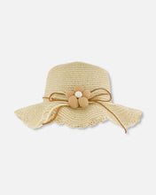 Load image into Gallery viewer, deux par deux Girls Flower Straw Hat
