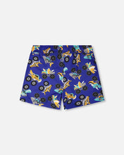 Load image into Gallery viewer, deux par deux Boys Boardshorts - Blue Truck Print
