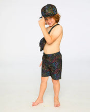 Load image into Gallery viewer, deux par deux Boys Swim Trunks - Black Dinosaur Print
