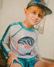 Load image into Gallery viewer, deux par deux Boys Swim Trunks - Blue Waves Print
