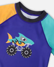 Load image into Gallery viewer, deux par deux Boys Short Sleeve Rashguard - Ultramarine Blue
