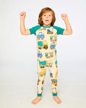 Load image into Gallery viewer, deux par deux Boys Organic Cotton Two-Piece Pyjama Set - Beige Truck Print
