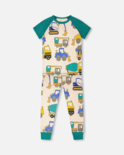 Load image into Gallery viewer, deux par deux Boys Organic Cotton Two-Piece Pyjama Set - Beige Truck Print
