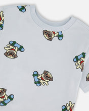 Load image into Gallery viewer, deux par deux Boys Organic Cotton Jersey T-Shirt - Blue Pug Print
