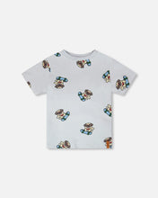 Load image into Gallery viewer, deux par deux Boys Organic Cotton Jersey T-Shirt - Blue Pug Print
