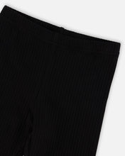 Load image into Gallery viewer, deux par deux Girls Rib Biker Leggings - Black
