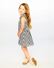 Load image into Gallery viewer, deux par deux Girls Sleeveless Button Down Dress - Black Gingham
