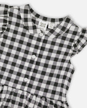 Load image into Gallery viewer, deux par deux Girls Sleeveless Button Down Dress - Black Gingham
