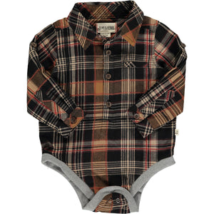 Me & Henry Baby Boys Jasper Woven Onesie - Brown Plaid