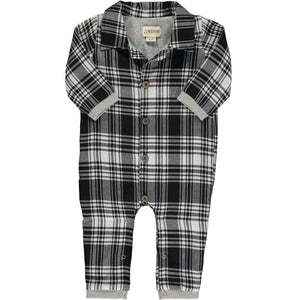 Me & Henry Baby Boys Lumberjack Romper - Black/White Plaid