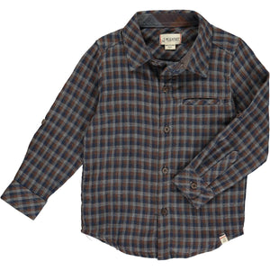 Me & Henry Boys Atwood Woven Shirt - Brown Multi Plaid