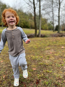 Me & Henry Boys Lugoff Raglan Tee - Mushroom