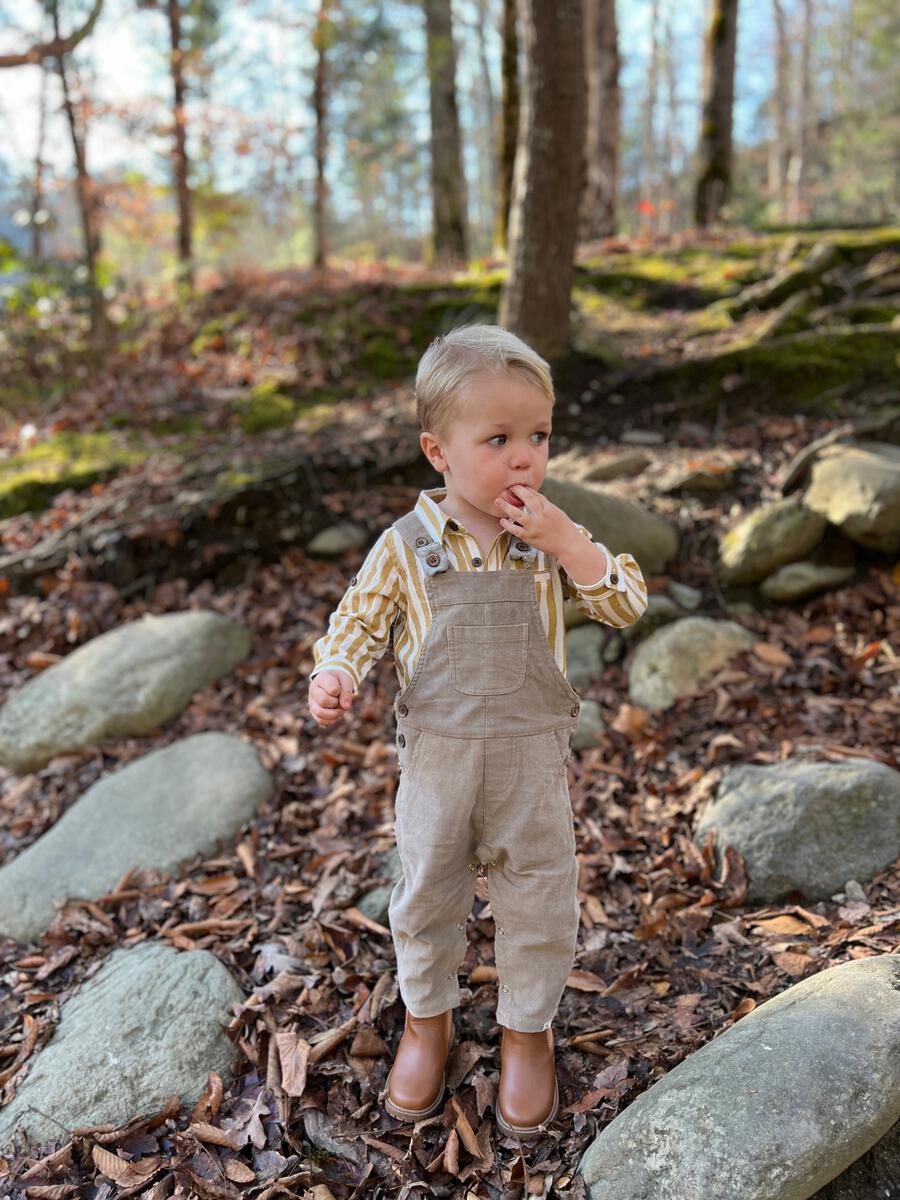 Me & Henry Baby Boys Harrison Cord Overalls - Grey