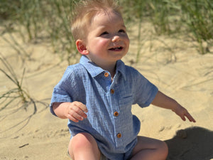 Me & Henry Baby Boys Helford Woven Onesie