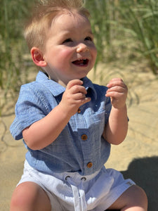 Me & Henry Baby Boys Helford Woven Onesie