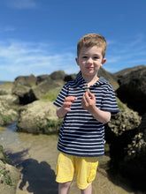Load image into Gallery viewer, Me &amp; Henry Boys Sennen Hooded Top - Navy/White Stripe
