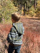 Load image into Gallery viewer, Me &amp; Henry Boys Oakdale Hooded Sweatshirt - Green/Navy Stripe

