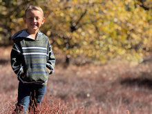 Load image into Gallery viewer, Me &amp; Henry Boys Oakdale Hooded Sweatshirt - Green/Navy Stripe
