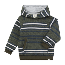 Load image into Gallery viewer, Me &amp; Henry Boys Oakdale Hooded Sweatshirt - Green/Navy Stripe

