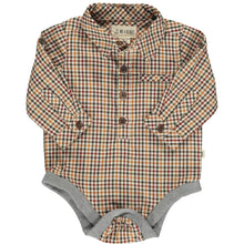 Load image into Gallery viewer, Me &amp; Henry Baby Boys Jasper Woven Onesie - Navy/Gold Plaid
