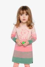 Load image into Gallery viewer, deux par deux Girls Knitted Stripe Dress Very - Pink And Green
