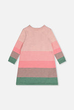 Load image into Gallery viewer, deux par deux Girls Knitted Stripe Dress Very - Pink And Green
