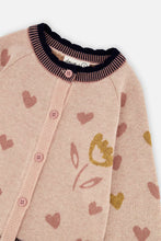 Load image into Gallery viewer, deux par deux Girls Cardigan - Pale Old Rose &amp; Navy Blue Knit
