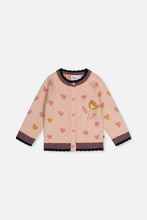 Load image into Gallery viewer, deux par deux Girls Cardigan - Pale Old Rose &amp; Navy Blue Knit
