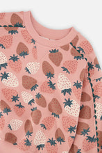 Load image into Gallery viewer, deux par deux Girls Sweatshirt - Pink Strawberry Print
