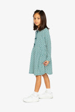 Load image into Gallery viewer, deux par deux Girls Organic Cotton Dress With Pockets - Green Ditsy Floral Print
