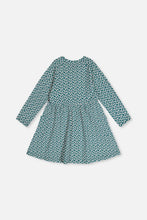 Load image into Gallery viewer, deux par deux Girls Organic Cotton Dress With Pockets - Green Ditsy Floral Print
