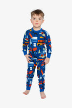 Load image into Gallery viewer, deux par deux Boys Two-Piece Organic Cotton Pajama Set - Blue Truck Print
