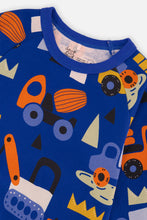 Load image into Gallery viewer, deux par deux Boys Two-Piece Organic Cotton Pajama Set - Blue Truck Print
