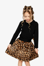 Load image into Gallery viewer, deux par deux Girls Faux Fur Skirt - Brown w/Leopard Print
